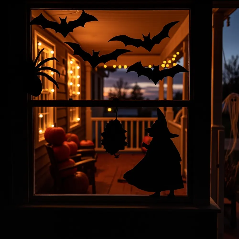 25+ Budget-Friendly Halloween Decor Ideas Your Family Will Love (Dollar Store & DIY!) 3 Window silhouette spooky h2 3 clings