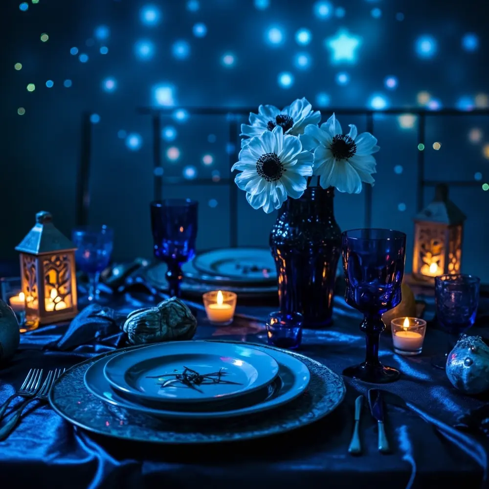 11 Moody Tablescapes for a Hauntingly Beautiful Wedding 3 Sky celestial h2 3 night