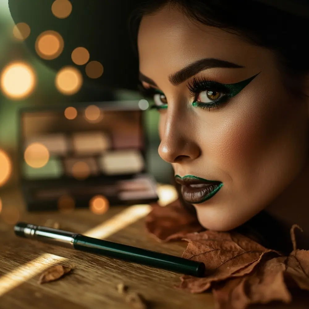 10 Office-Appropriate Halloween Makeup Looks That Are Still Spooky 3 Eye placement a an instruction flick subtle of eyeliner neat 3 p dark green with image
