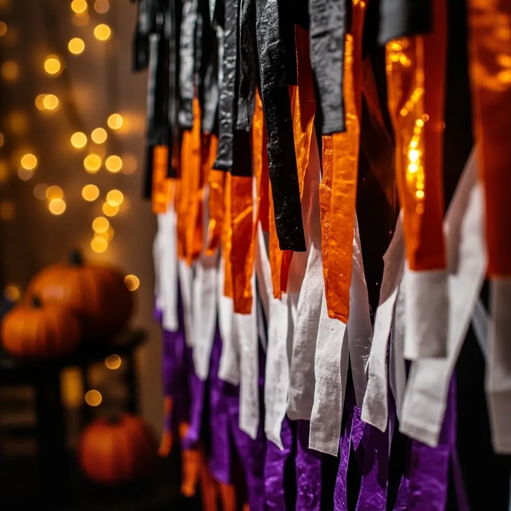 Create a Spooktacular DIY Halloween Birthday Photo Booth Corner: Easy Backdrops & Printable Props 3 Being layering showing combination matte backdrop a up of p the technique streamer and close streamers image metallic created 3