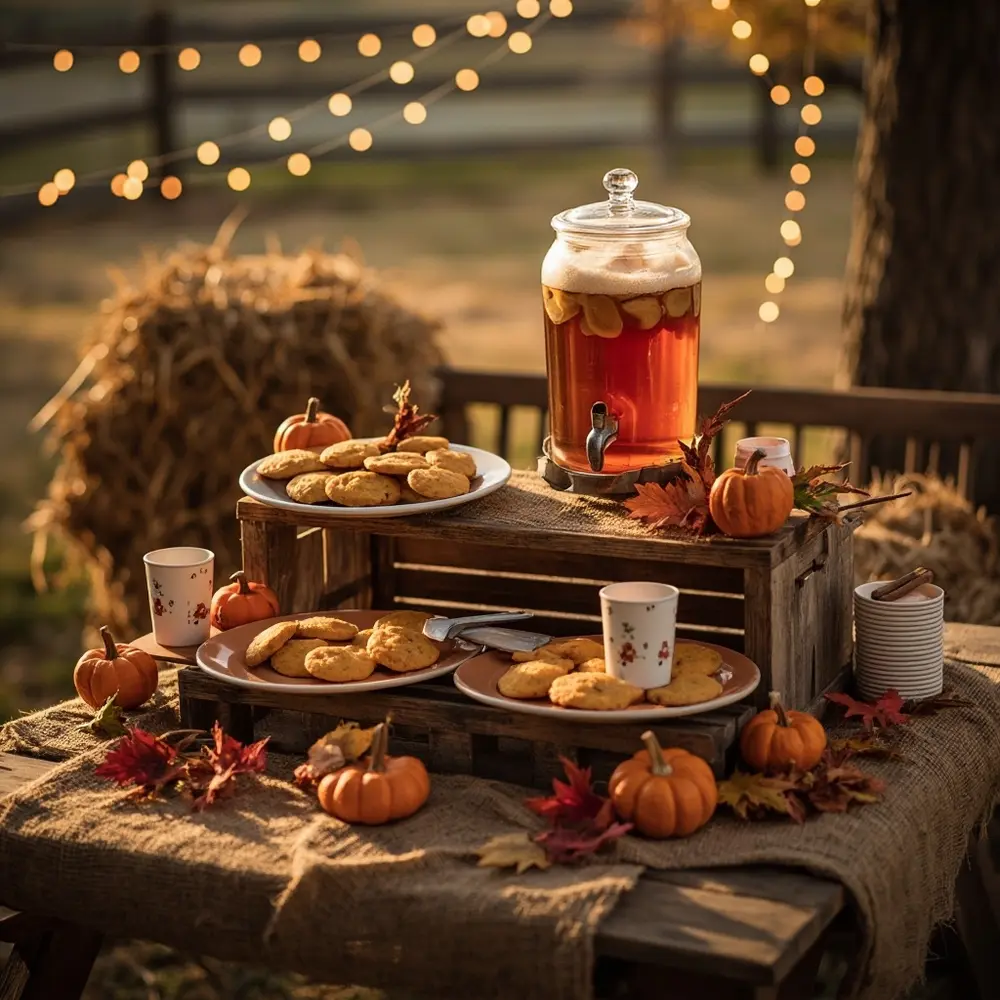 DIY Pumpkin Patch Birthday Party Setup: A Complete Guide 3 Instruction fall with decor tablecloths a drinks decorated snack p and treats themed beautifully image placement laden 3 table