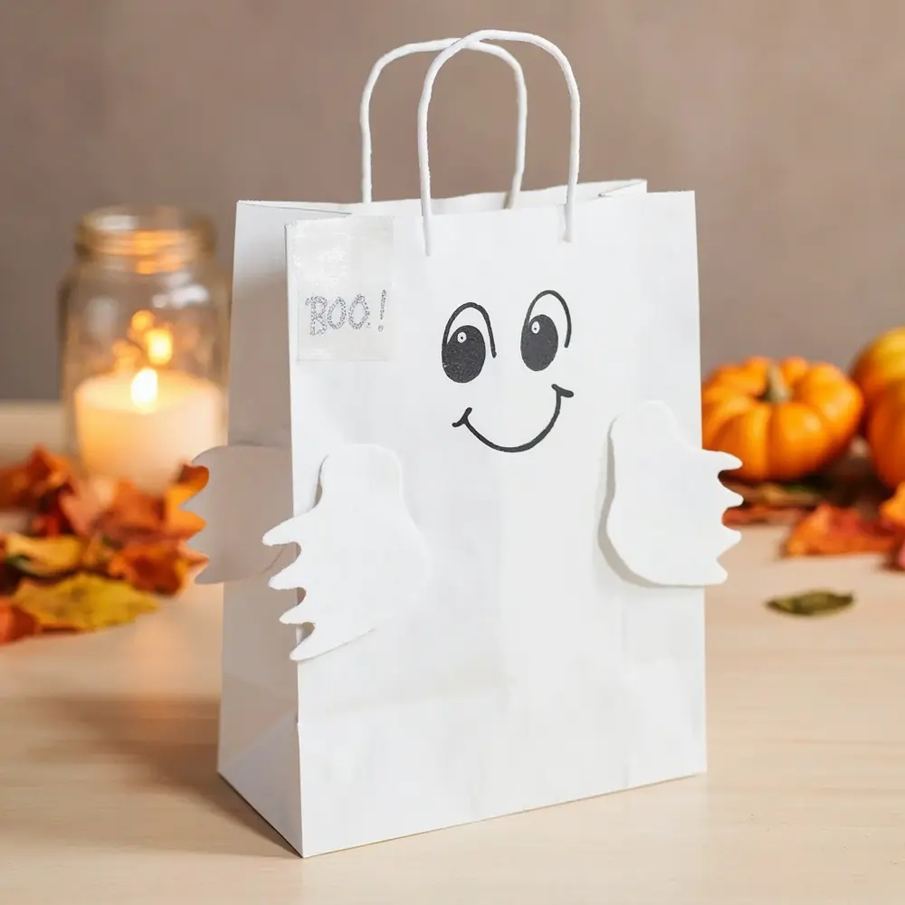 DIY Halloween Treat Bags: Easy Step-by-Step Guide for Spooky Hauls 3 8221 finished 8220 instruction a upright p bag grab and treats image paper for placement ready ghostly 3 standing