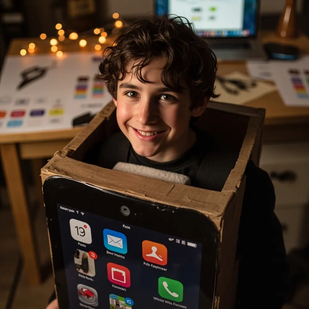 10 Trendy Cardboard Box Costumes: Last-Minute DIY Ideas for Halloween 3 Large placement a instruction icons app costume detailed person smartphone 3 p wearing with image recognizable