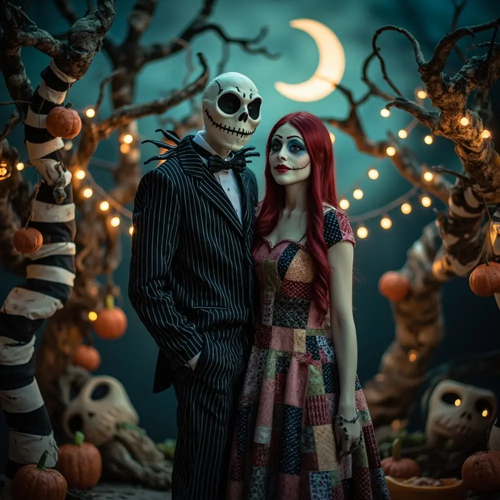 15 Enchanting Halloween Wedding Costume Ideas for Spooky Couples 3 Artistic instruction dressed jack perhaps setting whimsical sally a of p and in as image placement playful couple spooky 3 photo