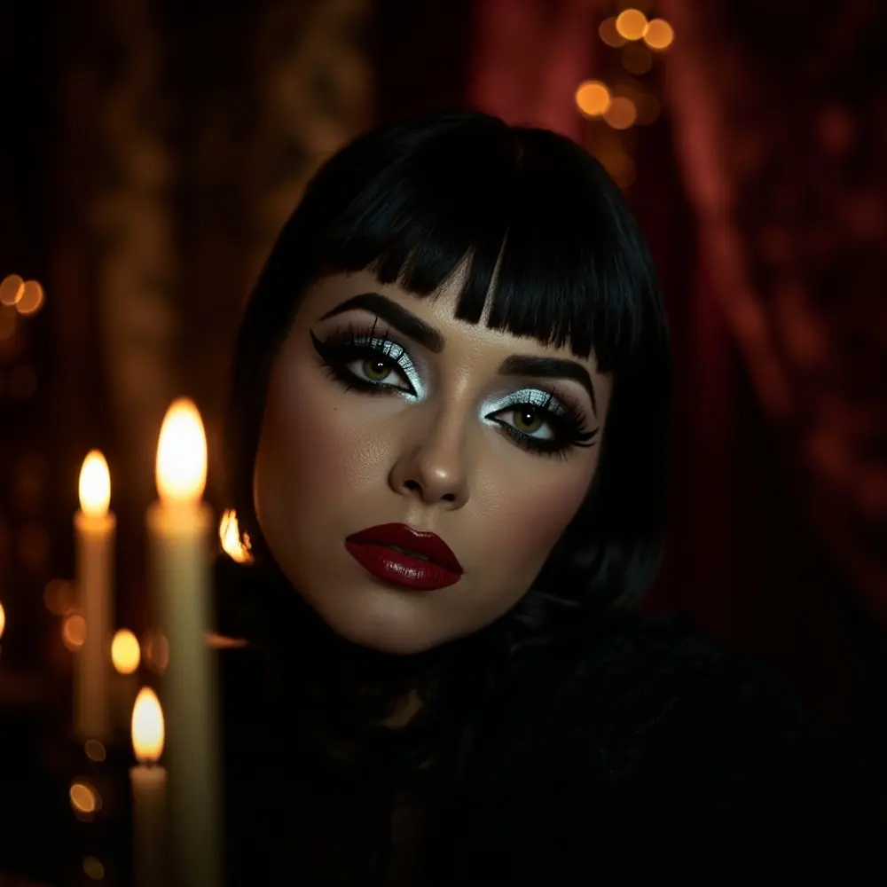 11 Glam Witch Makeup Ideas: Transform into a Modern Sorceress This Halloween 3 Instruction black corner with a model sharp of p highlight and silver deep inner striking image placement winged liner 3 red lipstick