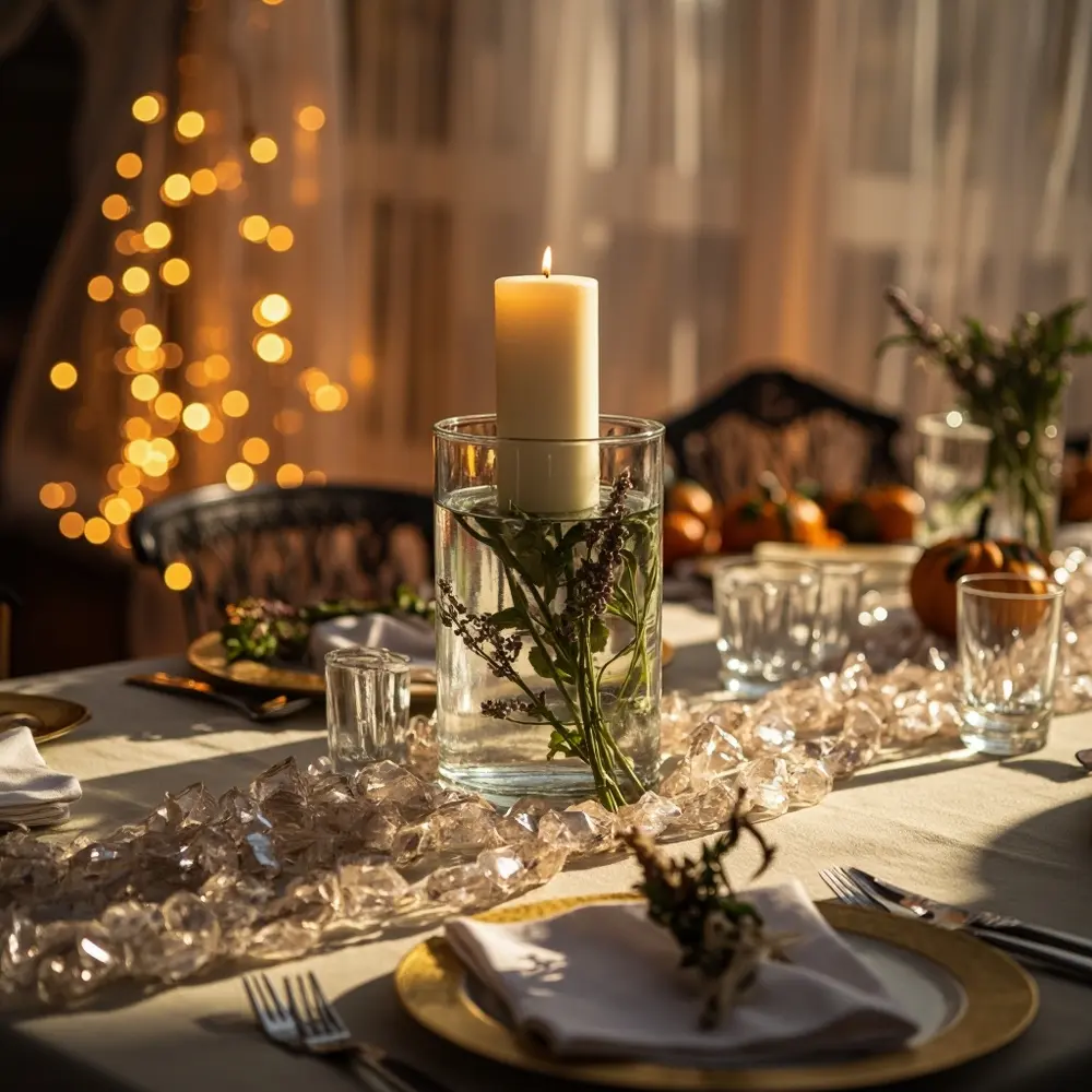 DIY Whimsical Witch Wedding Decor: Crafting Ethereal Magic for Your Big Day 3 Instruction centerpiece herb setting on a showcasing of p small the draped shot ethereal and aesthetic styled garland overall image placement completed 3 place bundle