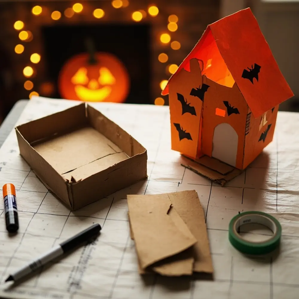 Creative & Budget-Friendly DIY Halloween Treat Bags for Parties 3 Being then finished house look like box a decorated cereal p shape mini em an and into empty smaller image folded cut haunted treat 3 to