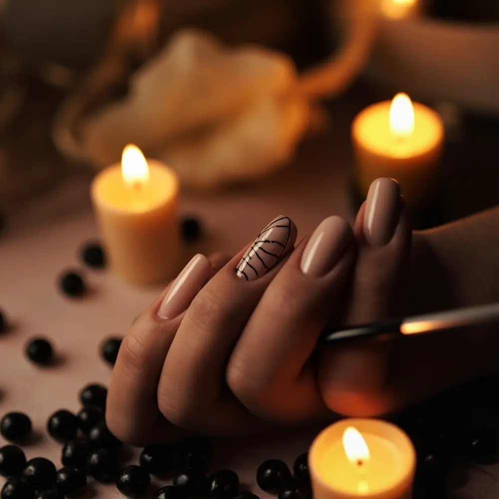 19 Minimalist Halloween Nails for a Modern & Chic Look 4 H2 4 accent spiderweb subtle