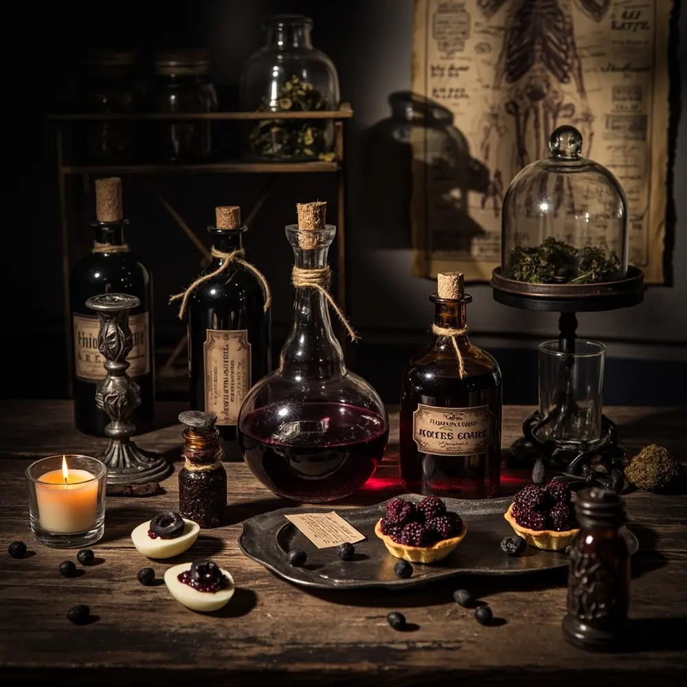 Victorian Gothic Halloween: Eerie Elegance for Your Spooky Soiree 4 Alchemist 8217 apothecary spooky h2 sips 4 s 038 bites the