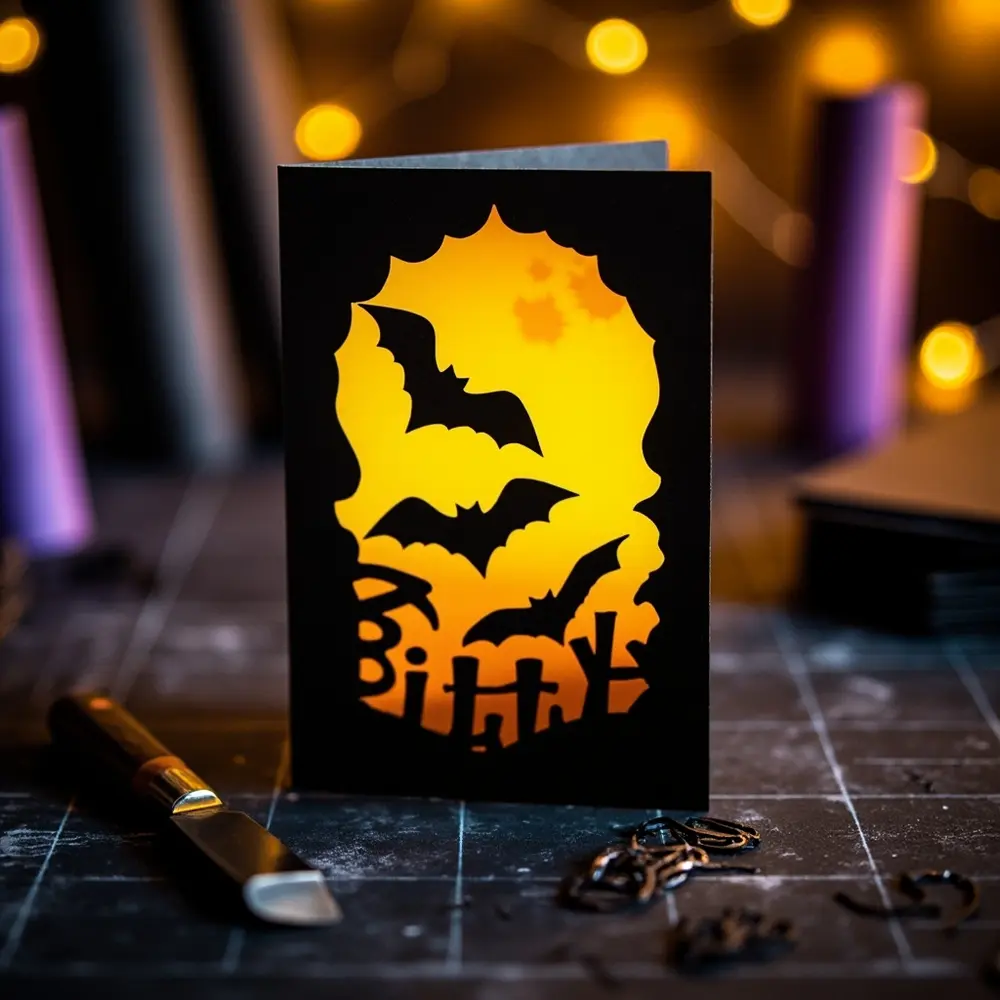 15 Cute & Creative Halloween Birthday Card Ideas (DIY & Printable!) 4 Silhouette h2 4 birthday card batty