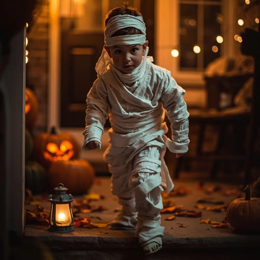 12 Genius No-Sew DIY Costumes for Toddlers & Kids (No Sewing Machine Needed!) 4 Artfully instruction distressed with a wrapped p mummy slightly and strips costume child in image placement 4 fabric