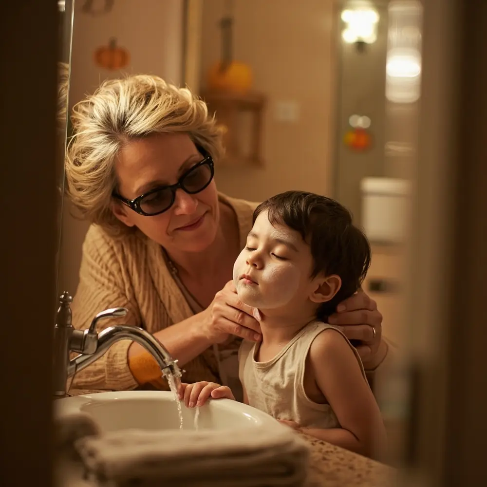 A Mom's Guide to Removing Stubborn Halloween Makeup (Without Tears!) 4 Being sink water perhaps with a face gently s p or cloth clean em 8217 over child image damp 4 rinsed