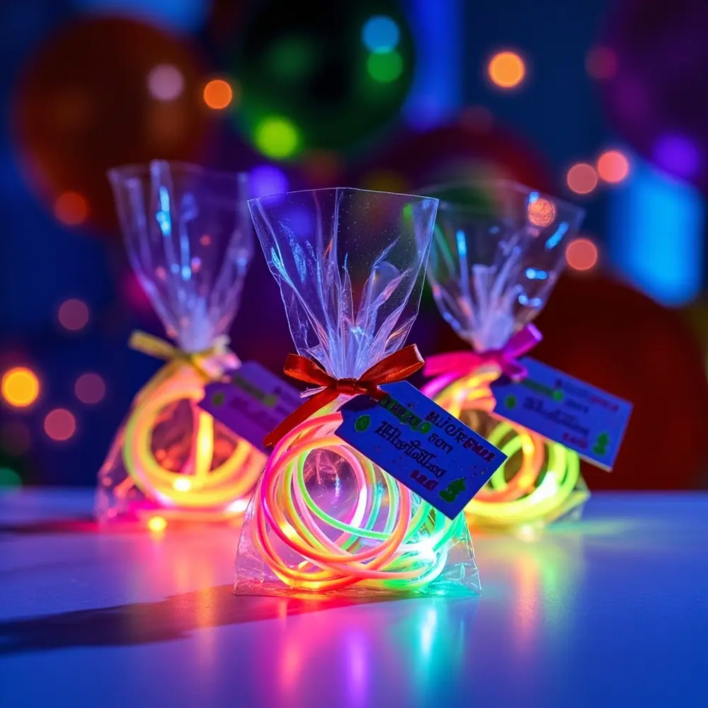 DIY Glow-in-the-Dark Halloween Birthday Party: Decorations, Favors & Games 4 Favor glow with a assortment of p small custom em an and tag clear image filled sticks bags party 4