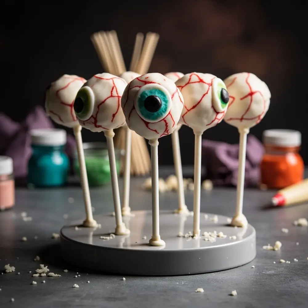10 Creepy Carnival Foods That Will Haunt Your Halloween Party 4 On a h2 stick 4 pops eyeball cake