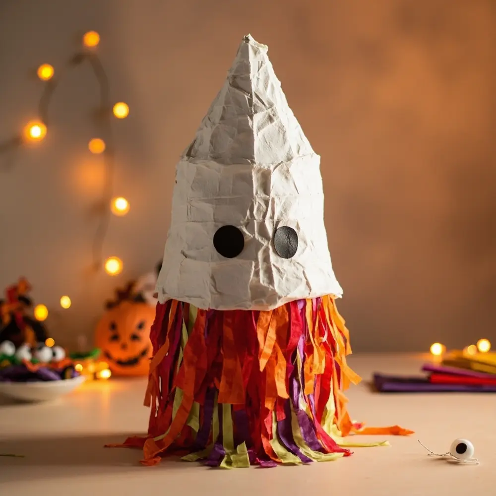 DIY Recycled Monster & Ghost Piñatas: A Spooktacular Step-by-Step Guide 4 First instruction fully base applied with ata a fringed m either of p or the ch color image paper placement papier 4 layer covered pi painted