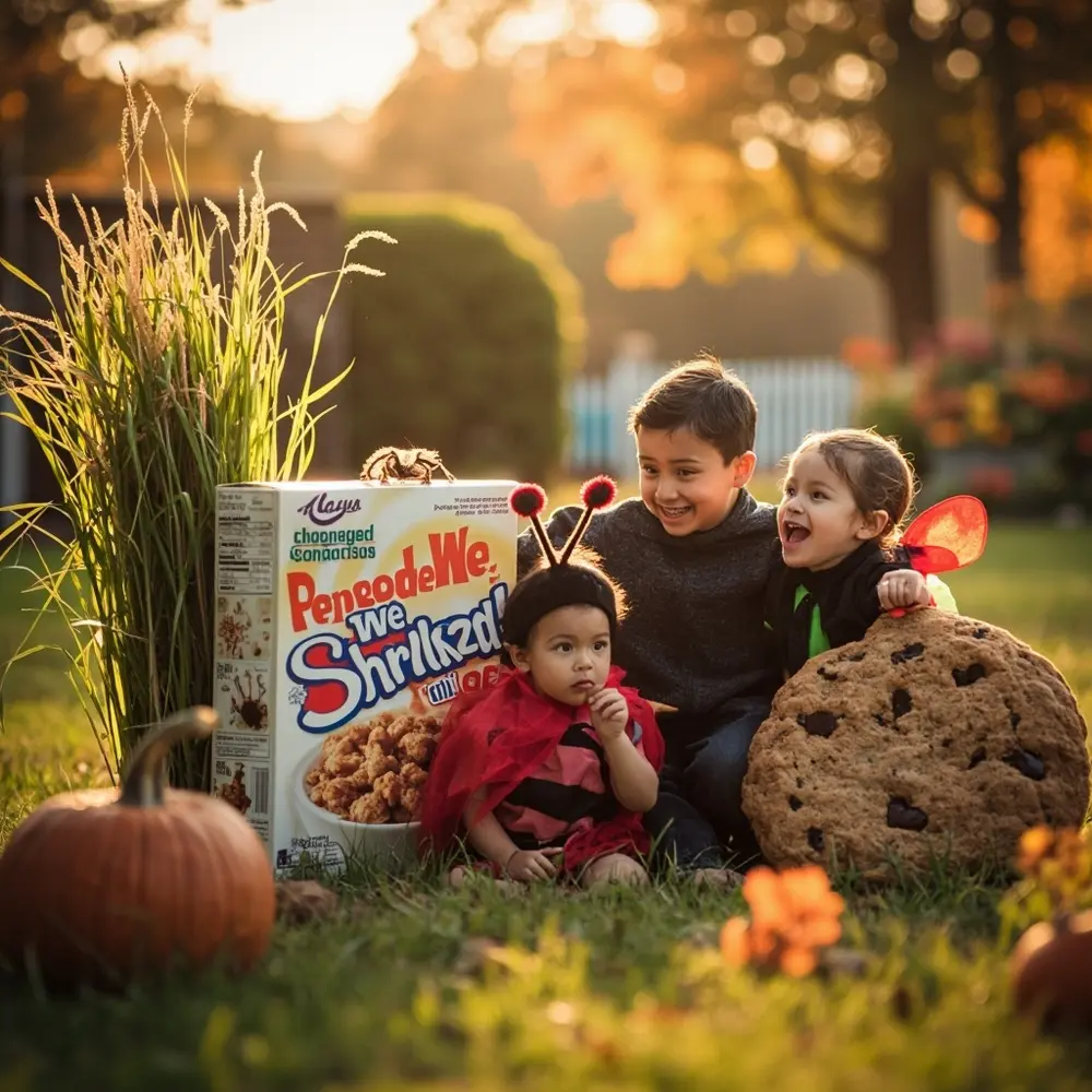 20 Unforgettable Family Halloween Costume Ideas (For 3, 4, or 5!) 4 Blade insects instruction dressed family like a box of cereal p or other giant grass ants oversized as image props large placement next 4 standing to