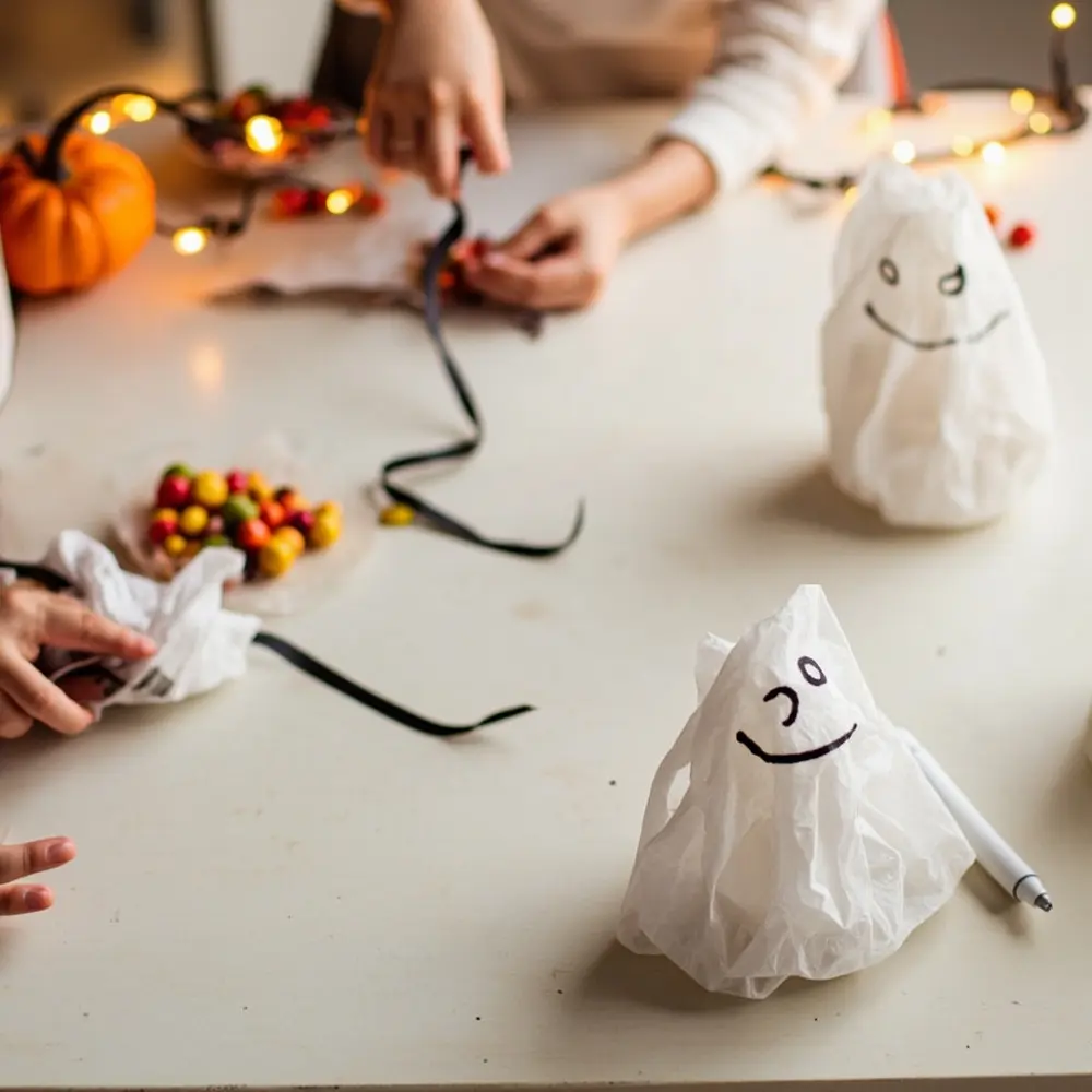 Creative & Budget-Friendly DIY Halloween Treat Bags for Parties 4 Drawn white being then tied black marker center with final tissue on a face of p simple the shot ribbon ghost em and in candy image paper 4 pile placed