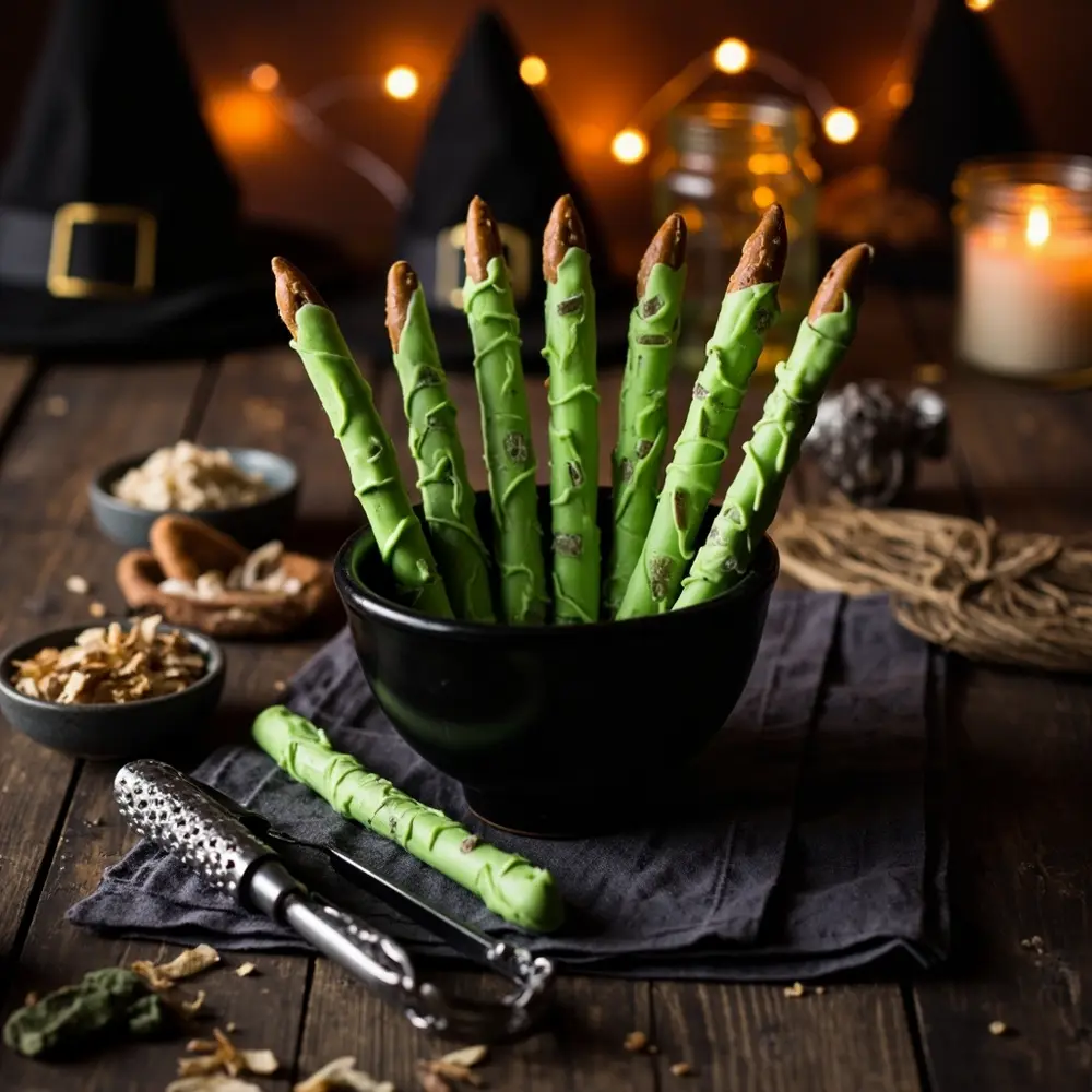 10 Easy & Quick Halloween Party Snacks for Last-Minute Fun 4 Pretzels witch h2 4 finger