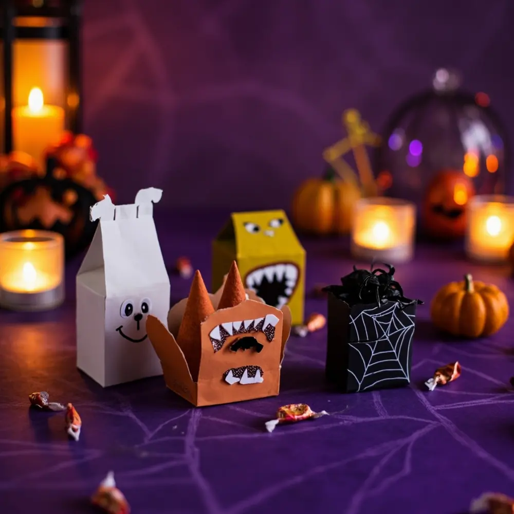 10+ Creative DIY Halloween Treat Holders for Spooky Fun 4 Collection various finished holders on a of background p ghost arranged monster em spider themed image halloween pumpkin web treat attractively 4