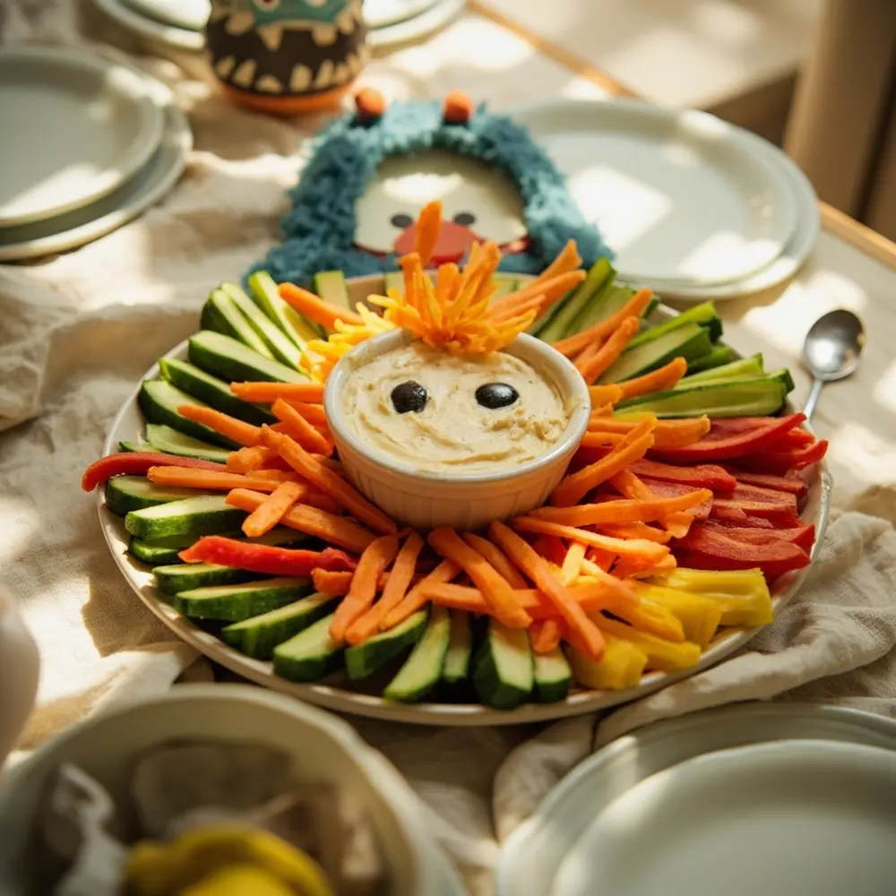12 Adorable Toddler Halloween Birthday Party Ideas Moms Will Love 4 Veggie monster platter h2 4 038 dip