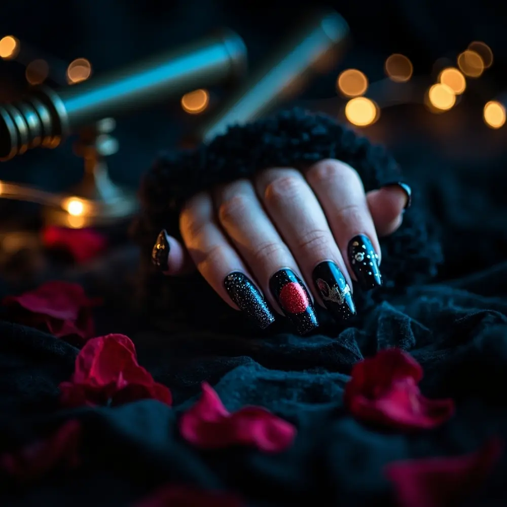18 Genuinely Spooky & Scary Halloween Nail Ideas for 2025 4 Blood moon h2 eclipse 4 nails