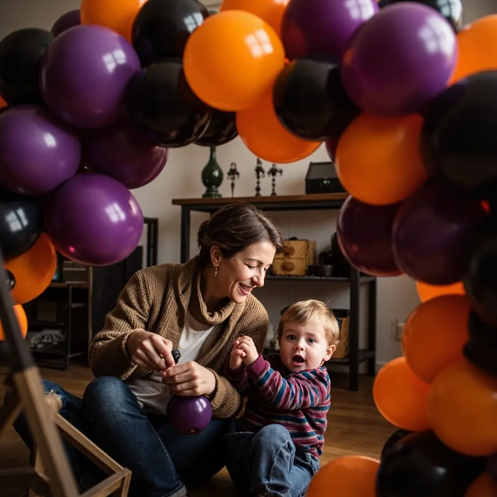 DIY 'Spooky One' Balloon Arch: A Spooktacular First Birthday Guide 4 Assembled being instruction with arch showing a balloons p the added and elements in gaps fill partially smaller image placement decorative 4 to photo