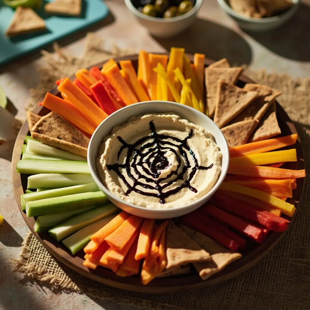 15 Fun & Spooky Halloween Birthday Party Ideas for Kids 4 Vegetables design by with on a of p dip colorful spiderweb image cut bowl top round 4 surrounded