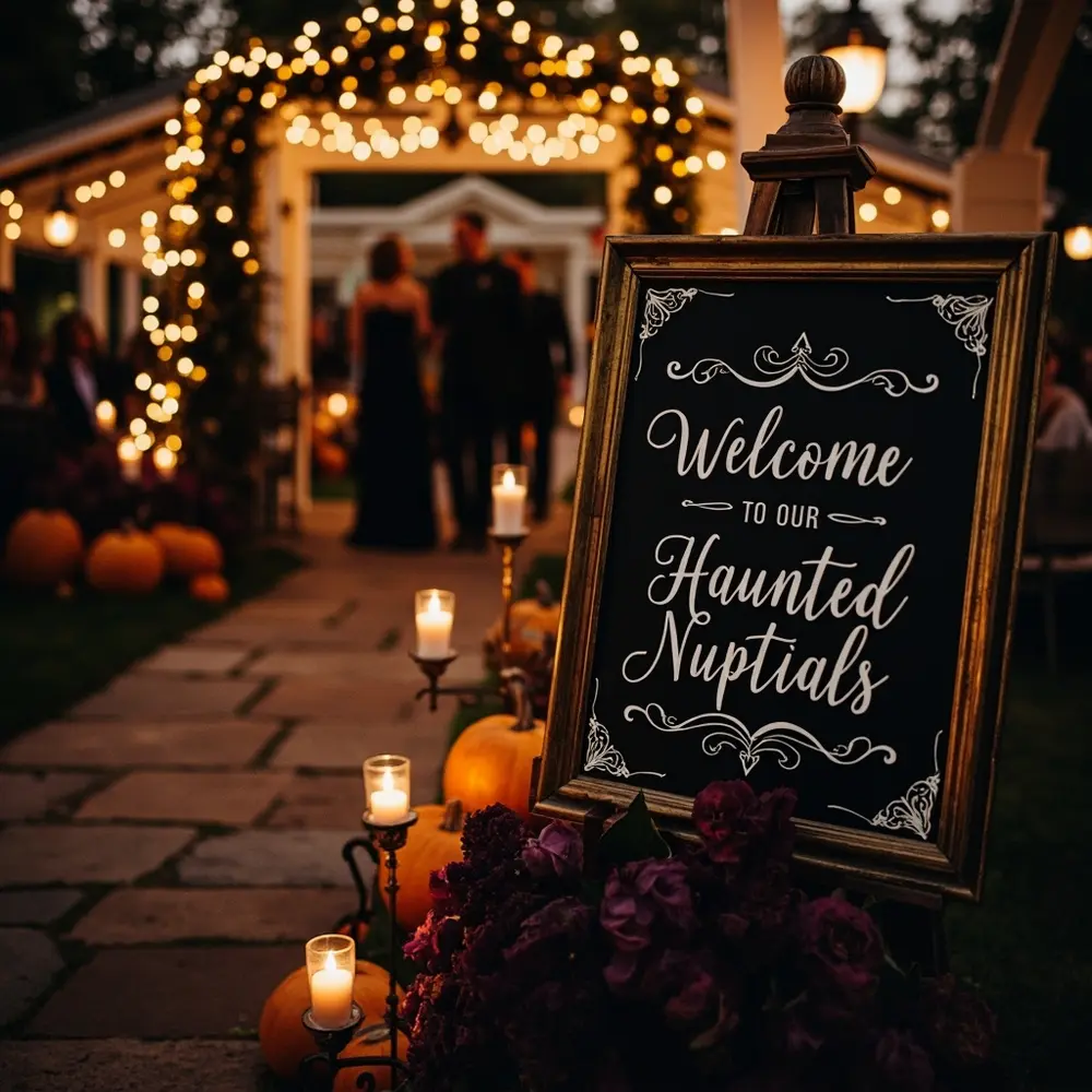 10 Absolutely Free Halloween Wedding Printables (Signs, Invites & More!) 4 Easel on a welcome sign up displayed an entrance of wedding 4 at p mock image the