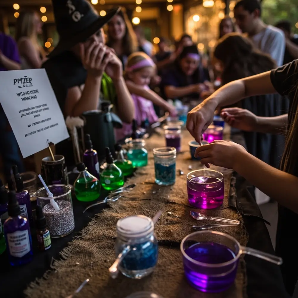 How to Throw a Spellbinding Hocus Pocus Birthday Party: DIY Decor, Food & Fun 4 Various 8221 8220 witch engaged activity liquids with kids a s p adults or glitter and 8217 in potion colorful image making 4