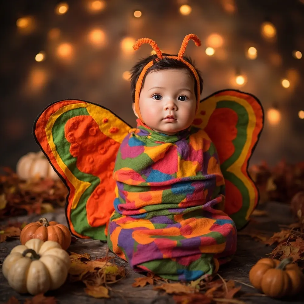 How to Make a No-Sew Baby Swaddle Costume (4 Cute Ideas!) 5 Antennae instruction dressed felt wings with baby on a p or the butterfly doll headband em and colorful as image placement 5 swaddle to attached