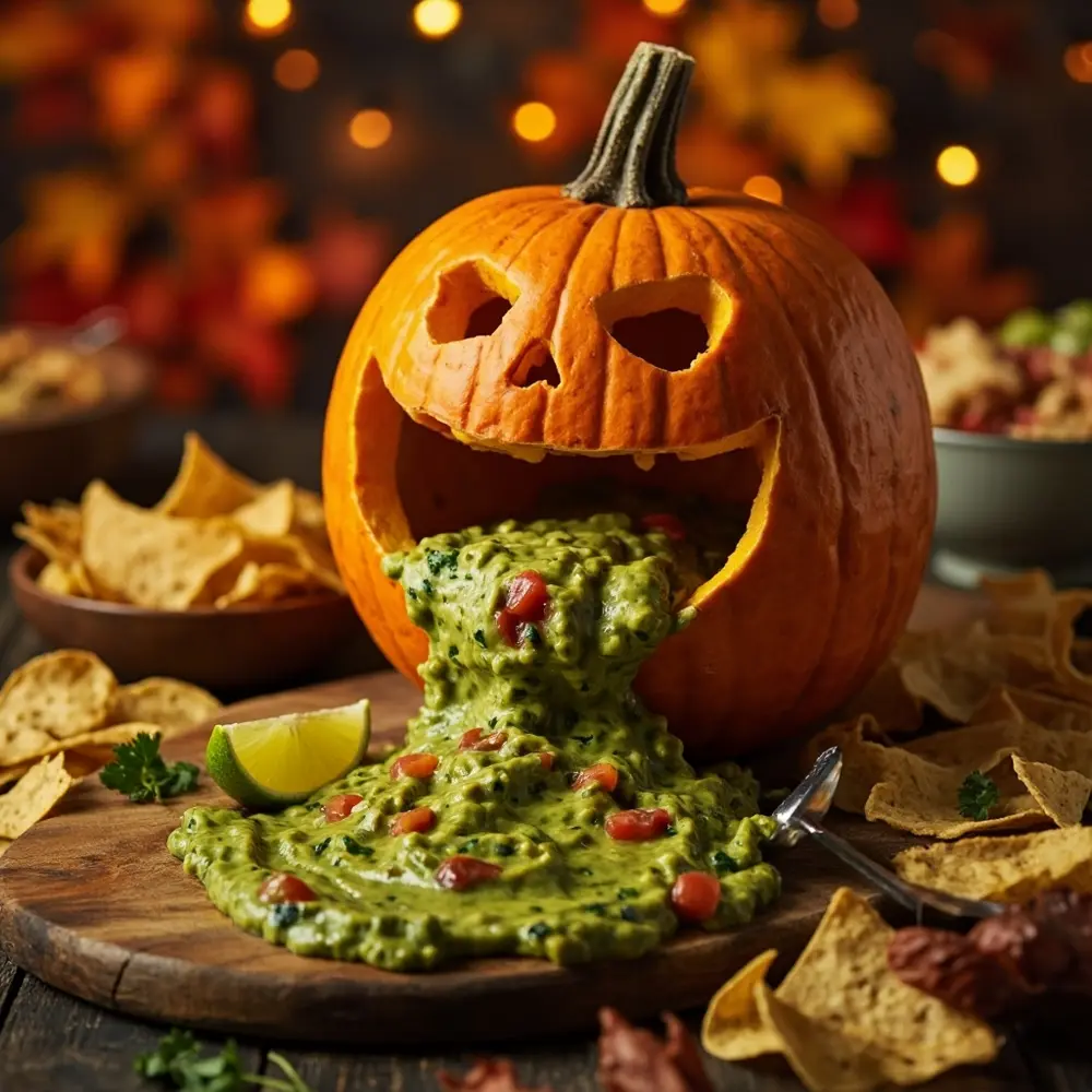 10 Creepy Carnival Foods That Will Haunt Your Halloween Party 5 Carved vibrant 8221 8220 instruction guacamole by a of p small onto stream chips green image placement pumpkin vomiting platter 5 surrounded