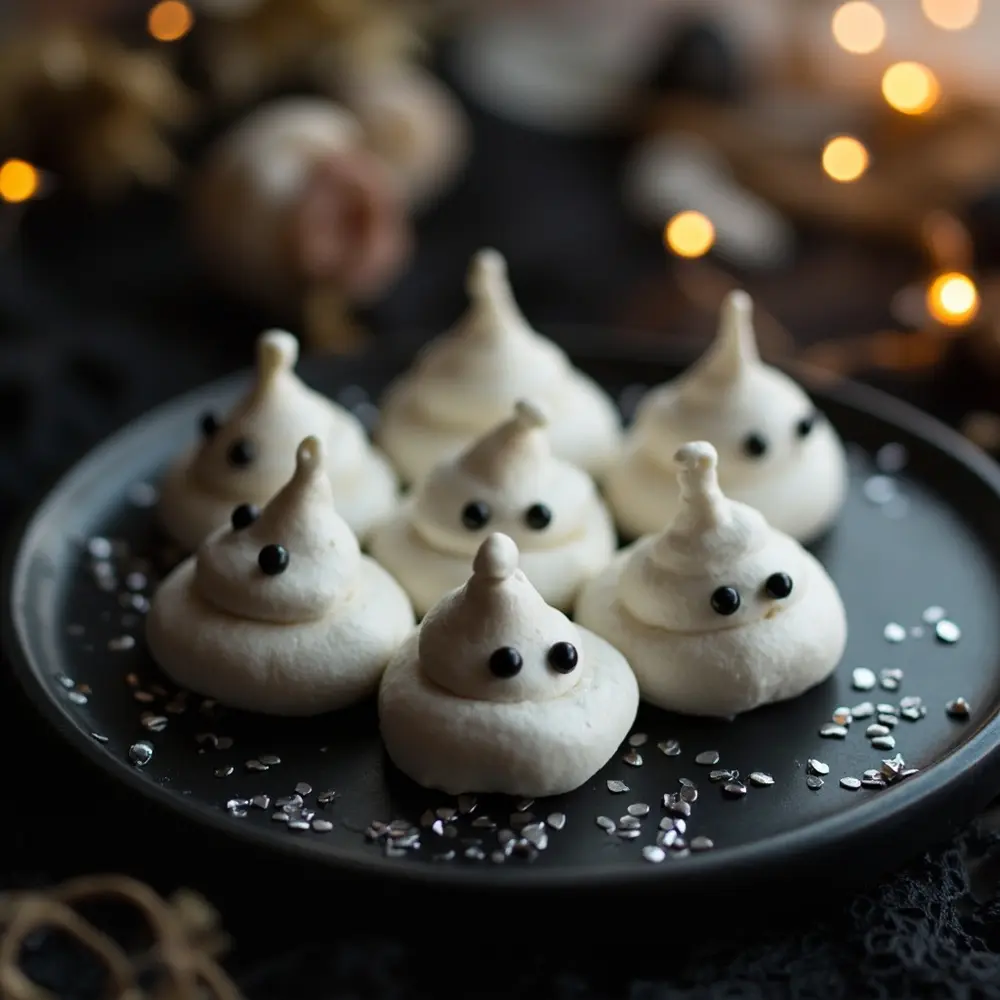 15 Elegant Spooky Dessert Bar Ideas for a Frightfully Sweet Wedding 5 Meringue h2 5 ghostly kisses