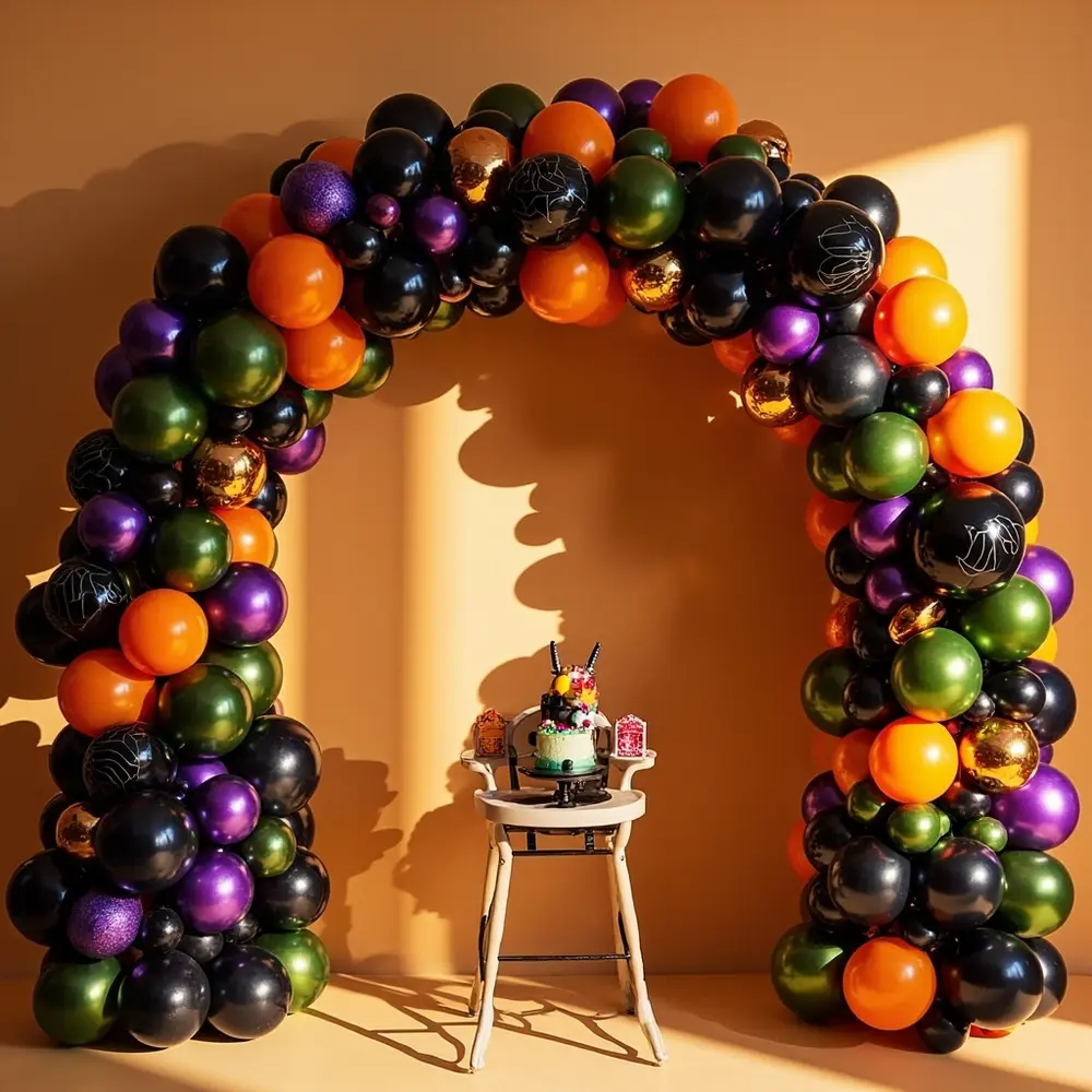 DIY 'Spooky One' Balloon Arch: A Spooktacular First Birthday Guide 5 Celebration instruction arch showing a p the in its image for installed placement completed party location ready balloon 5 photo