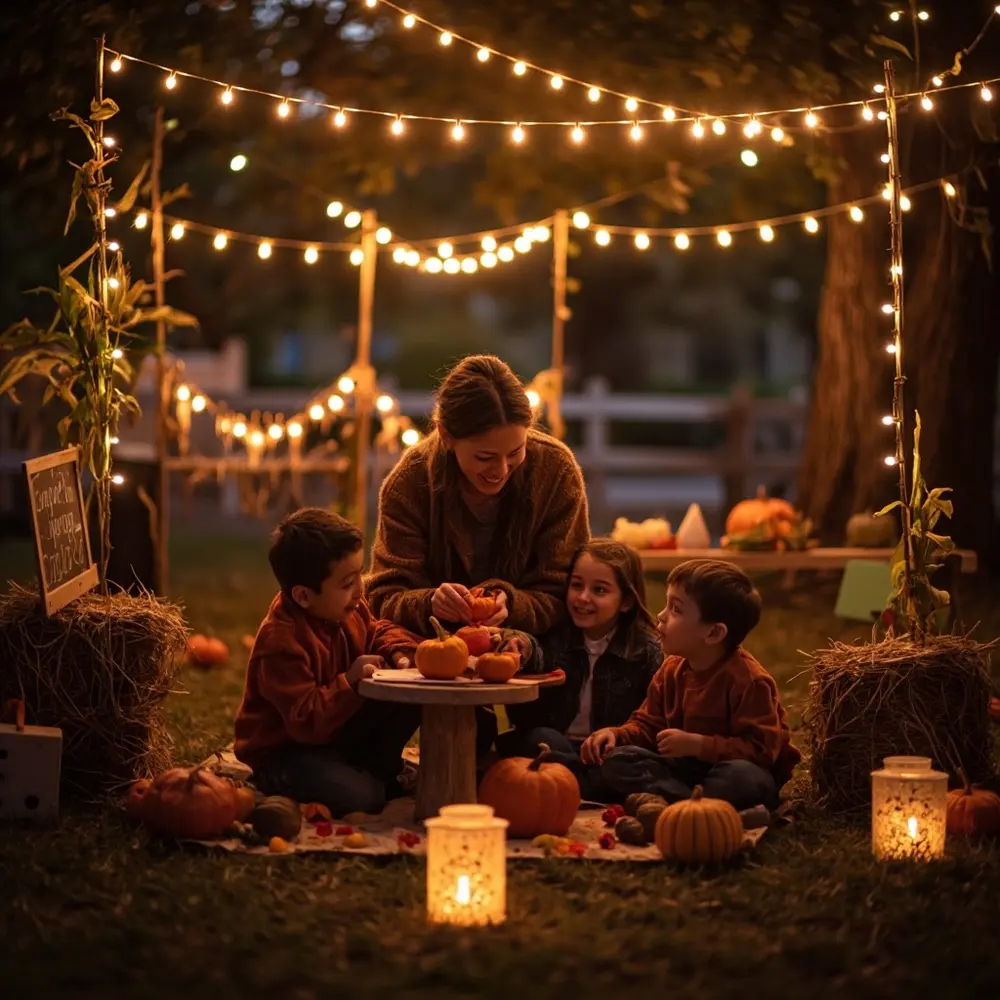 DIY Pumpkin Patch Birthday Party Setup: A Complete Guide 5 String instruction festive birthday by showing lights setup complete p illuminated the image placement pumpkin atmosphere 5 patch