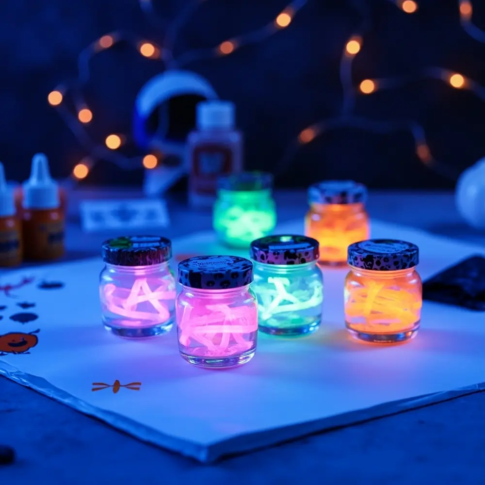 DIY Glow-in-the-Dark Halloween Birthday Party: Decorations, Favors & Games 5 Be glowing with a up of decorated p small slime em close as given image filled ready favors 5 to jars