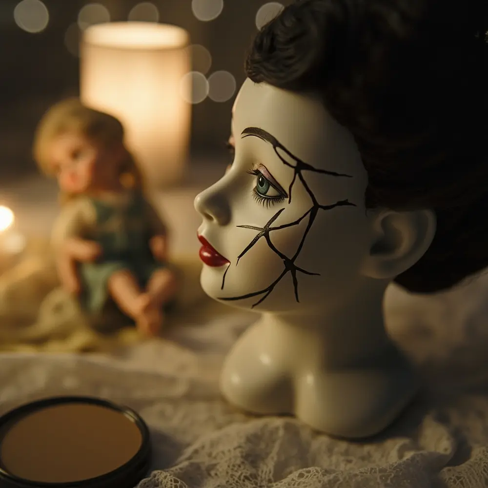 15 Easy & Last-Minute Halloween Makeup Ideas (From Your Own Makeup Bag!) 5 Drawn 8221 8220 instruction black delicate with on a face broken cracks p resembling doll person image placement their 5 porcelain