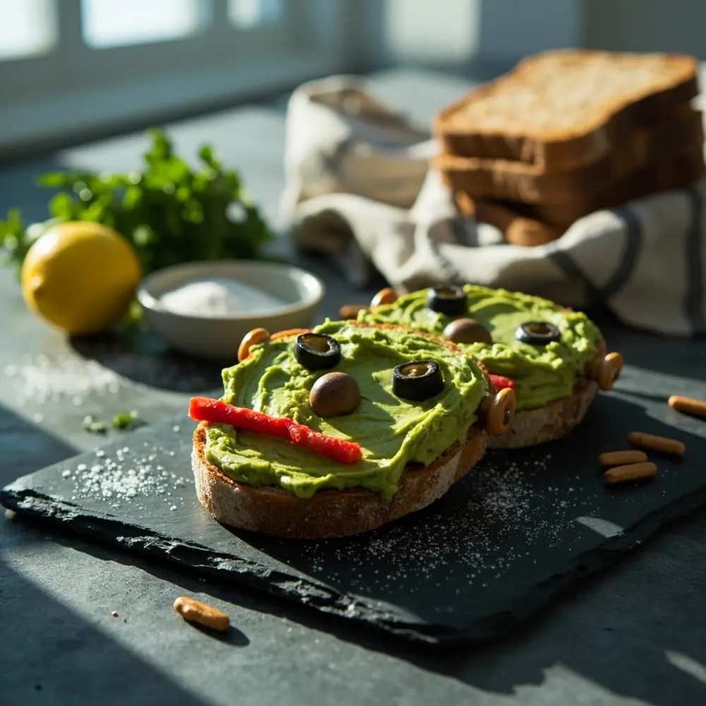 12 Spooktacular & Healthy Halloween Treats Your Kids Will Love 5 Frankenstein avocado toast h2 5