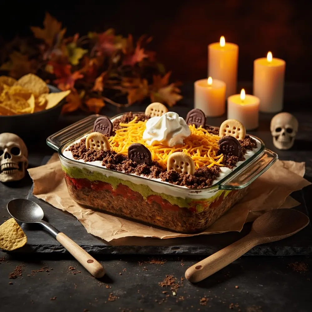10 Easy & Quick Halloween Party Snacks for Last-Minute Fun 5 H2 taco 5 graveyard dip
