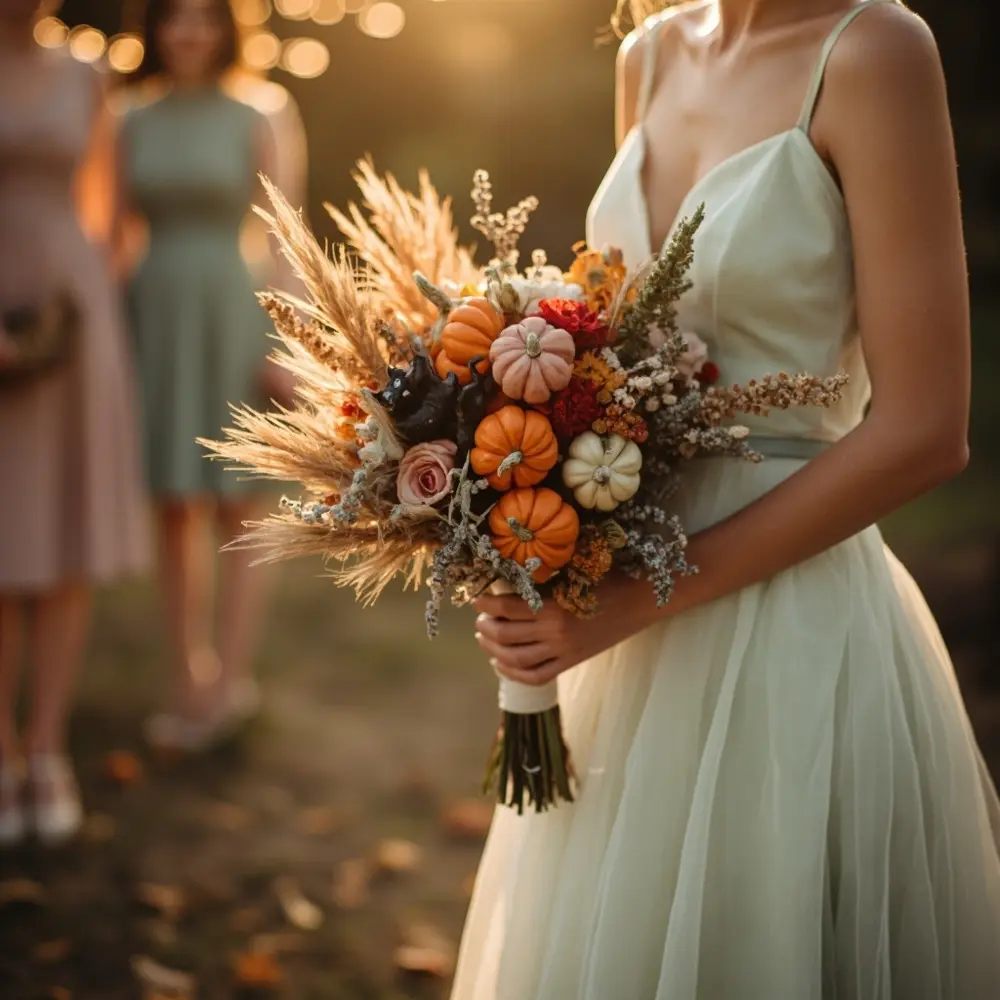 17 Cute Vintage Halloween Wedding Ideas for a Nostalgic Celebration 5 Pumpkin cat h2 black 5 kitschy 038 bouquets