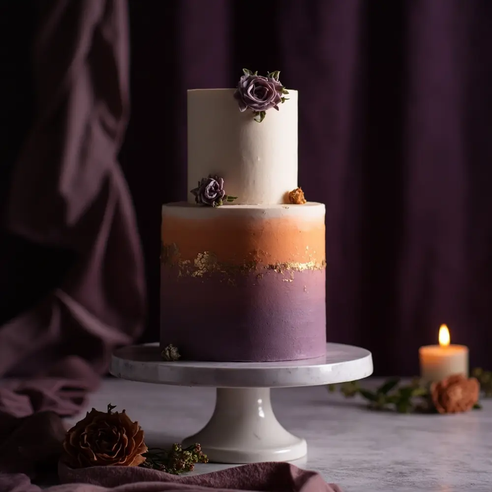 Instruction purple orange with decor adorned a ombre multi smooth p stunning wedding cake transition tiered image from placement minimal 5 to elegant