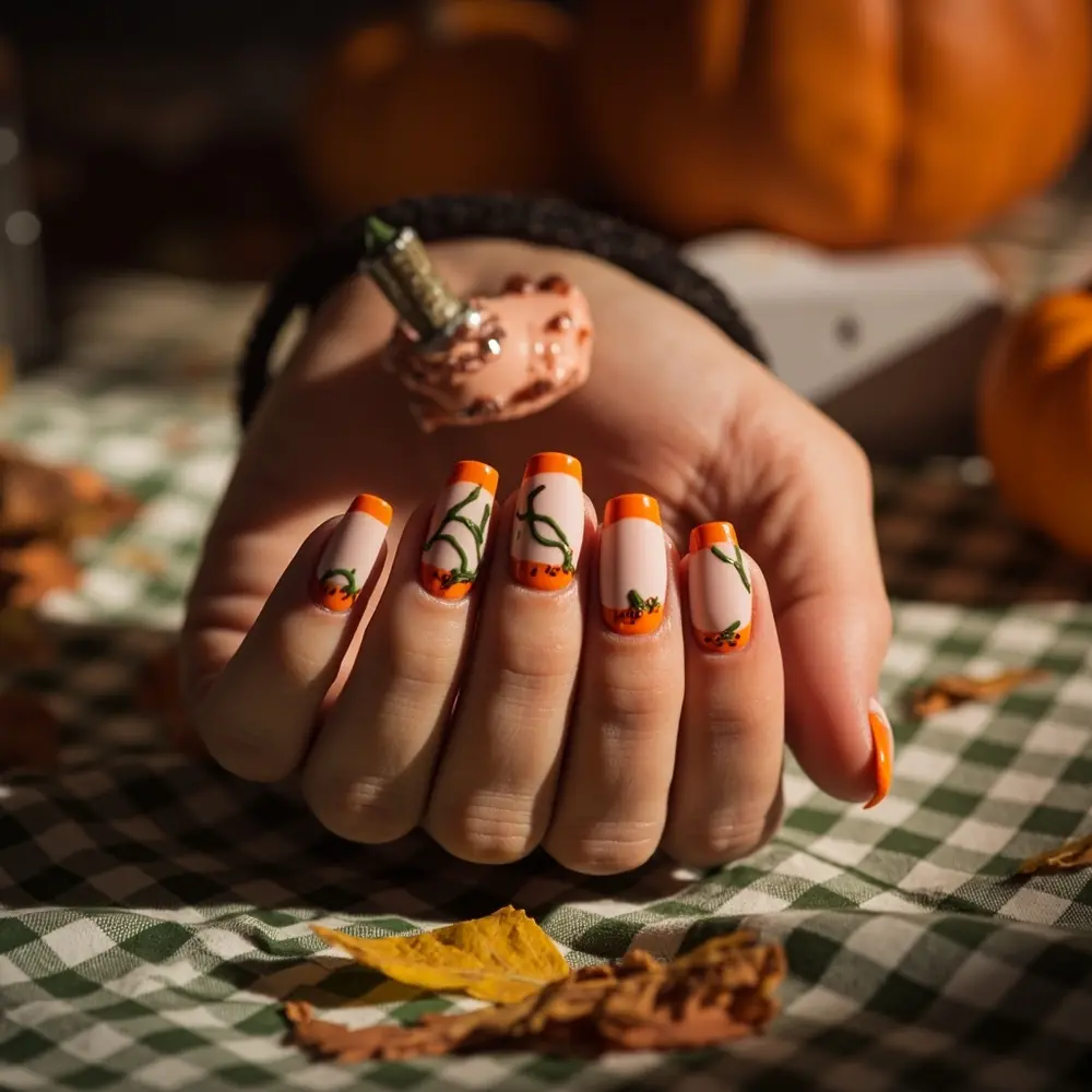 15 Adorable Pumpkin Nail Designs for Your Perfect Fall & Halloween Manicure 5 Pumpkin french h2 5 patch tips
