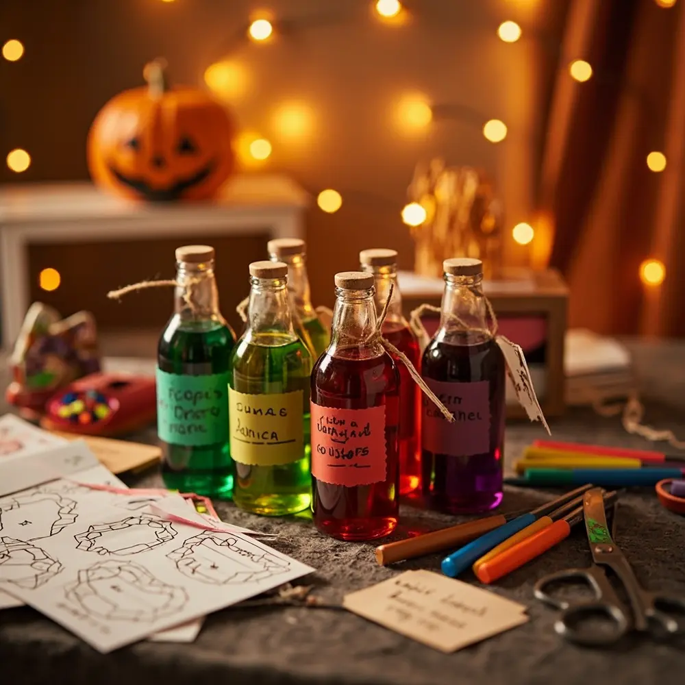 15 Fun & Spooky Halloween Birthday Party Ideas for Kids 5 Drinks labels h2 potion 5 038 bottle