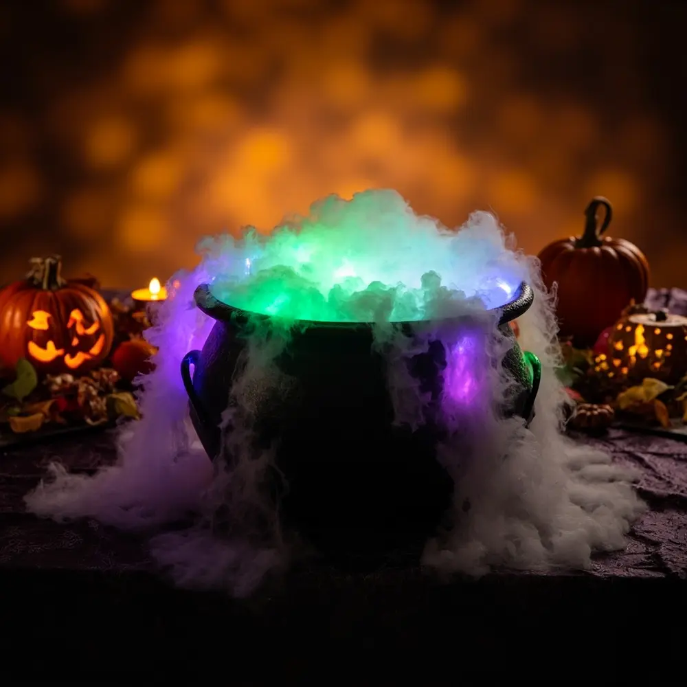 Brew Up Fun: The Ultimate Glowing, Kid-Friendly Witch's Cauldron Punch Tutorial 5 Finished instruction spilling cauldron effect creating with dry a sides p the over in dramatic image placement ice 5 fog punch