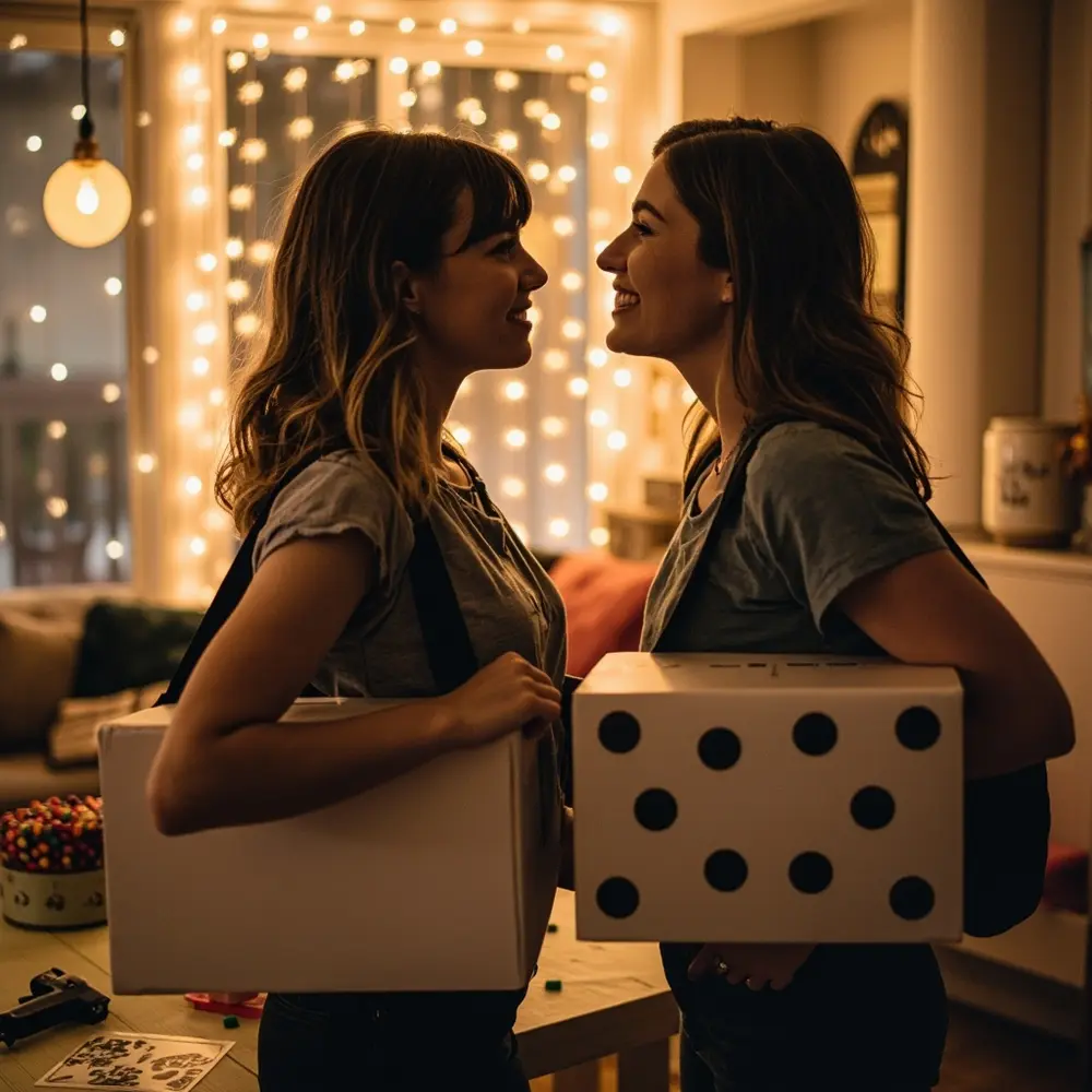 10 Trendy Cardboard Box Costumes: Last-Minute DIY Ideas for Halloween 5 White dots instruction dressed black people by with p side as image dice large placement two 5 standing