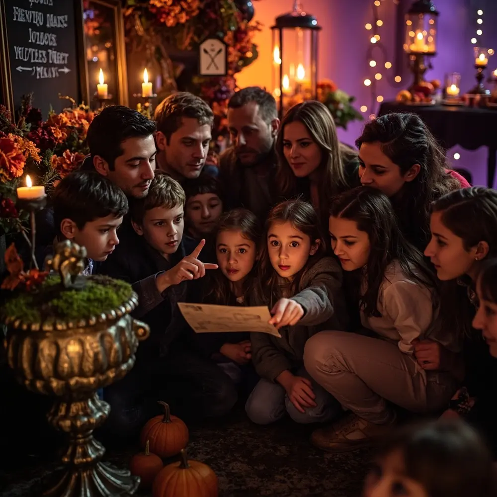 10 Fun Halloween Wedding Games That Kids and Adults Will Both Enjoy 6 Clue instruction perhaps excitedly a on hunt of near p small adults wedding decoration group and scavenger image placement spooky children 6 guests following