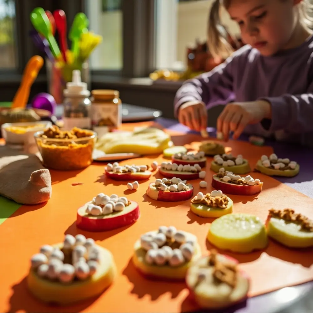 15 Easy & Delicious Halloween Snacks: Spooky, Savory, and Sweet Treats for Everyone 6 Instruction peanut with marshmallow look like p butter mouths apple arranged slices monster and mini 8216 8217 image placement 6 to teeth