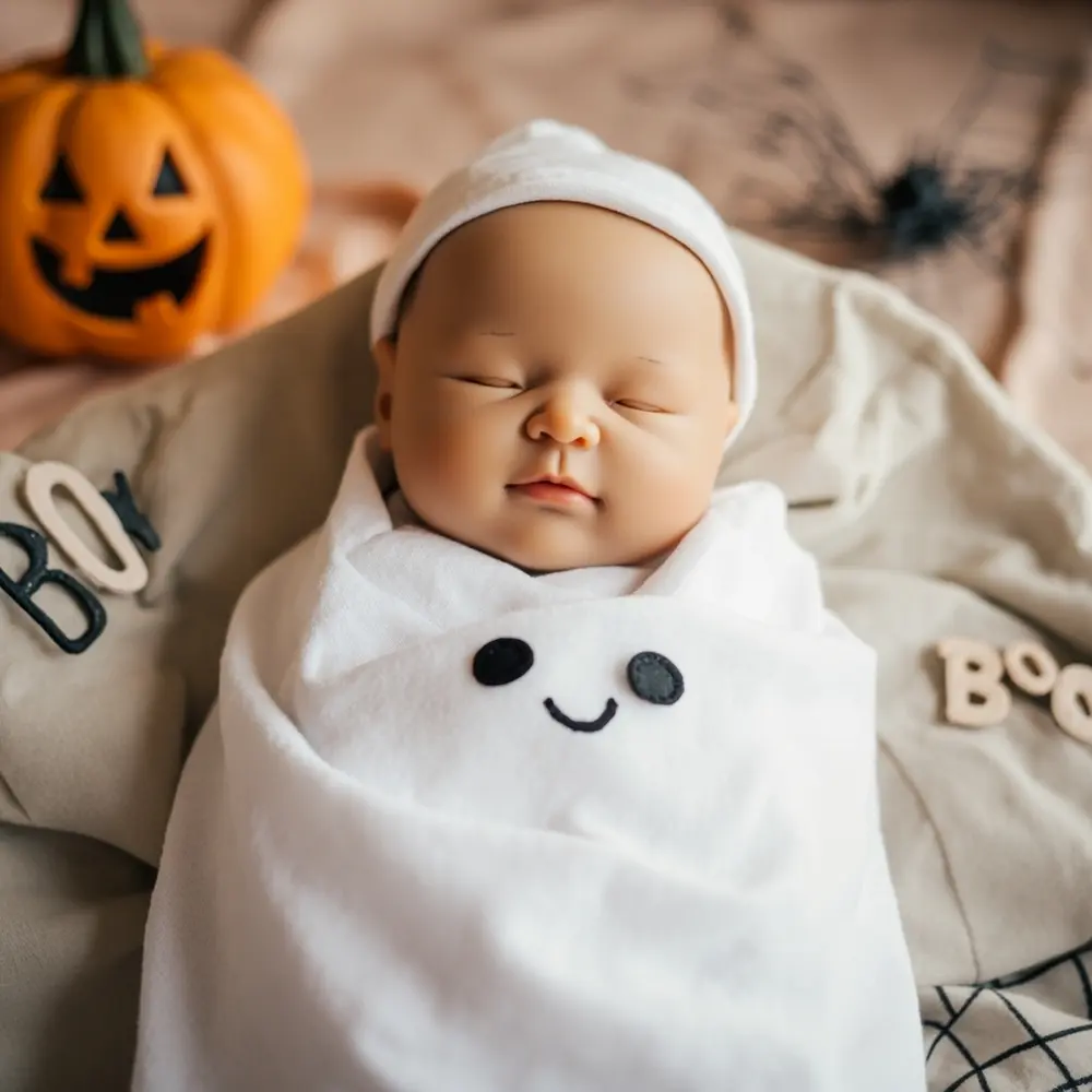 How to Make a No-Sew Baby Swaddle Costume (4 Cute Ideas!) 6 White friendly front instruction dressed felt with baby on a face p or the doll ghost em and glued as image placement 6 swaddle
