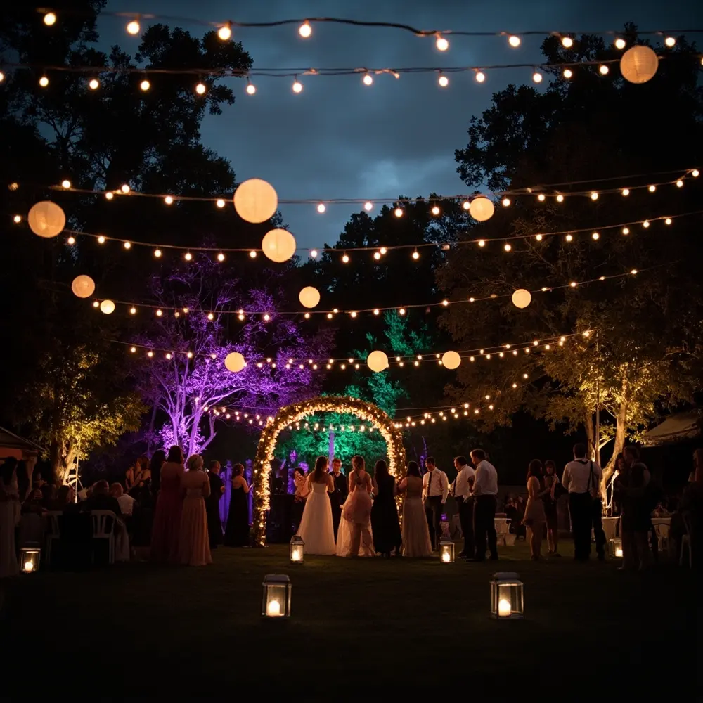 10 Spooktacular Halloween Backyard Wedding Ideas for an Unforgettable Night 6 Atmospheric lighting eerie h2 6 038 ambiance