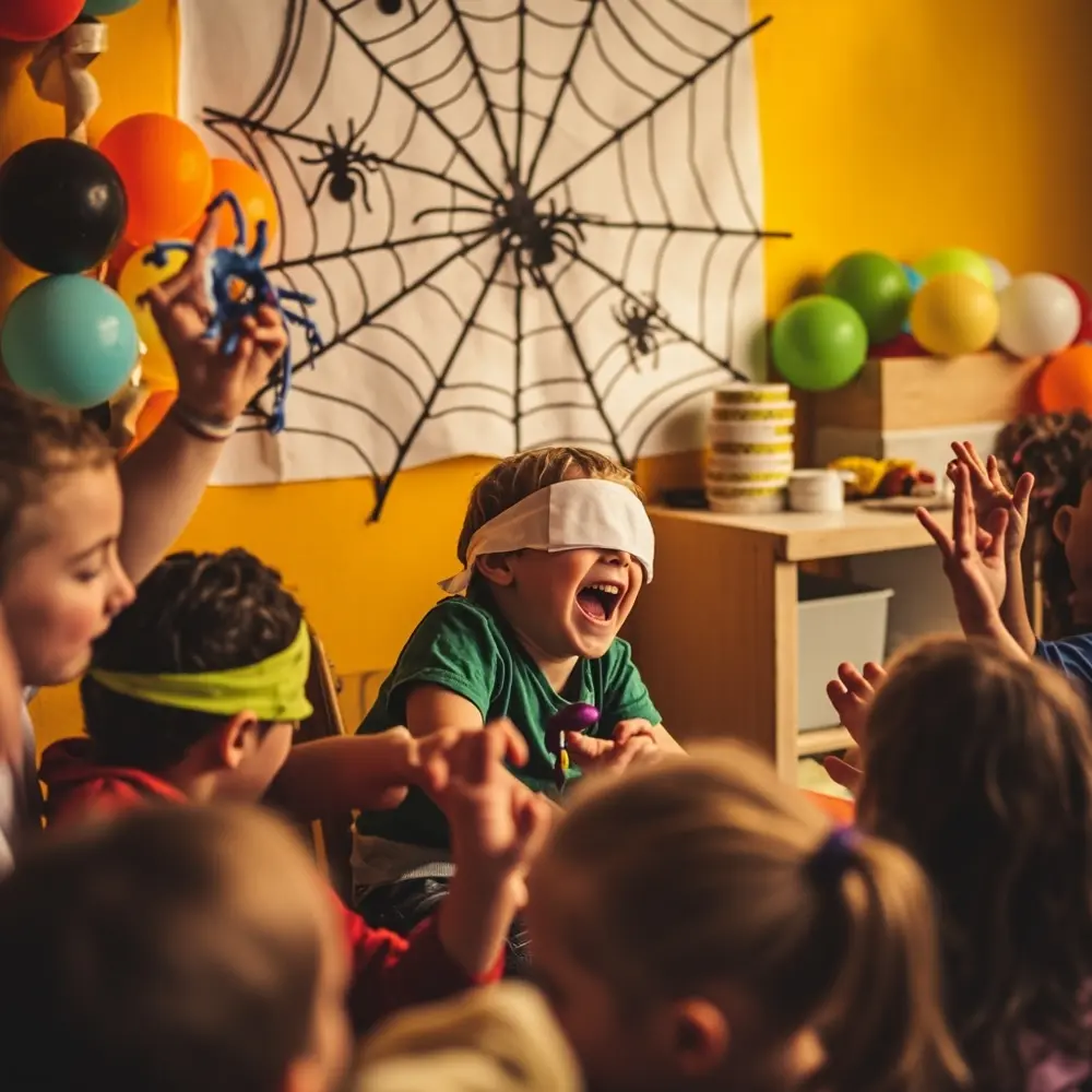 15 Fun & Spooky Halloween Birthday Party Ideas for Kids 6 Friendly 8221 8220 with looking kids on a p the pin spider spiderweb image large web playing poster 6