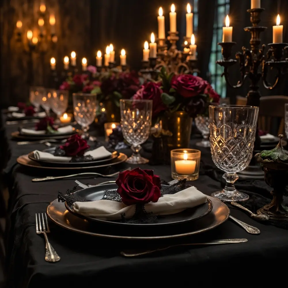 13 Elegant & Eerie 'Til Death Do Us Part' Decor Ideas for a Unique Wedding 6 Mansion haunted settings h2 6 inspired table